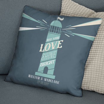 Personalised Lighthouse Cushion For Couples, 2 of 5