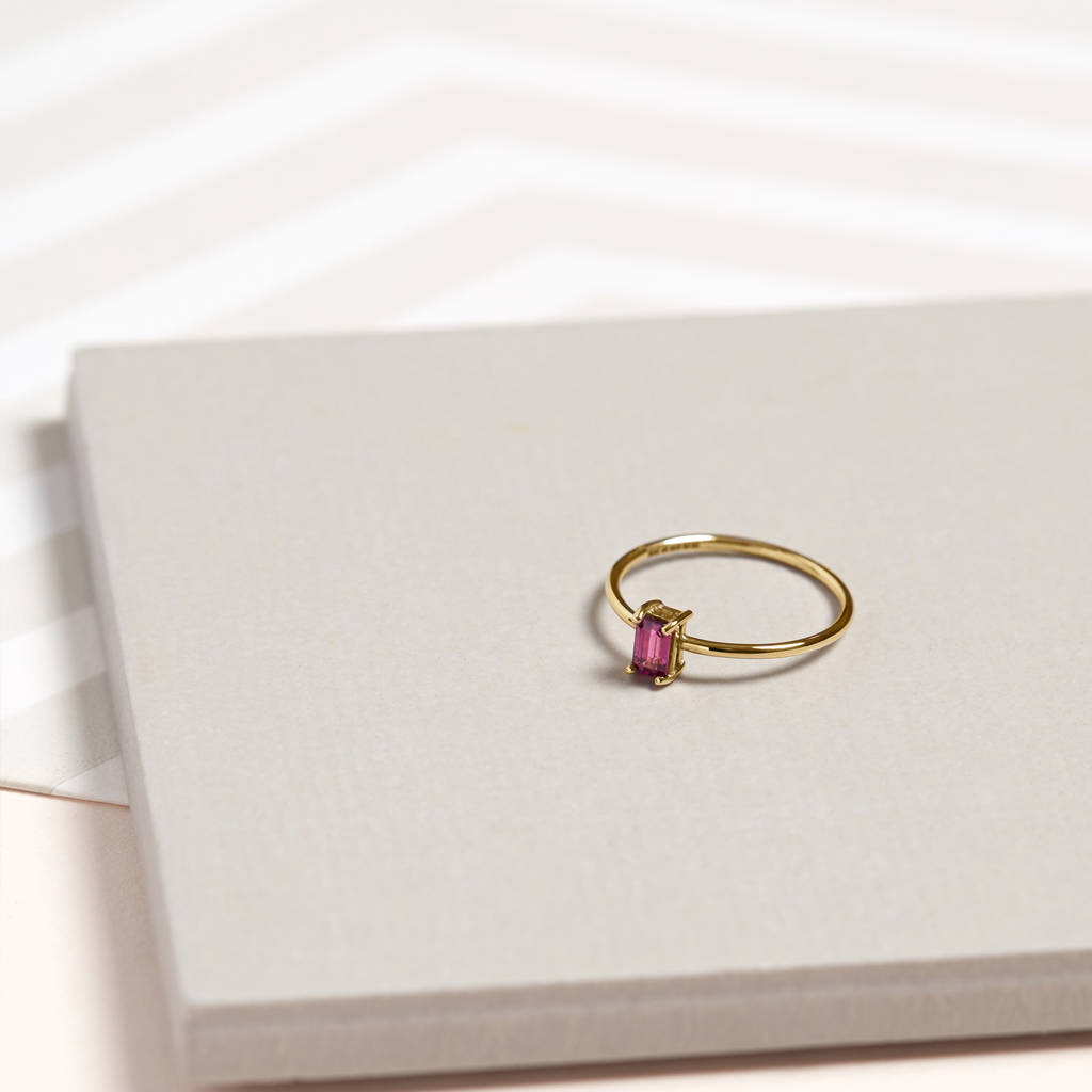Garnet Rhodolite And 9ct Yellow Gold Solitaire Ring, 1 of 5