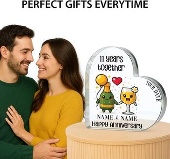 Personalised Acrylic Heart Plaque Anniversary Gift For Couples, 6 of 11