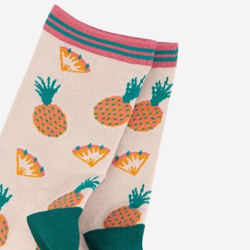 Women's Pineapple Print Bamboo Socks, 2 of 5