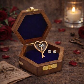 Handmade Hexagon Wooden Box With Star, 8 of 10