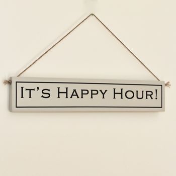 'It's Happy Hour!' Hand Painted Wooden Sign, 2 of 4