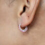 Sterling Silver Pink Tourmaline Hoop Earrings, thumbnail 3 of 8