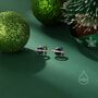 Sterling Silver Genuine Lapis Lazuli And Cz Halo Planet Stud Earrings, thumbnail 5 of 10