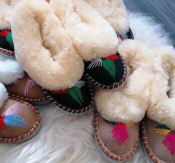 Lucky Dip Sheepskin Moccasins Slippers, 9 of 11