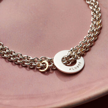 Personalised Sterling Silver And Gold Circle Bracelet, 2 of 5