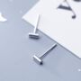 Sterling Silver Minimalist Bar Stud Earrings, thumbnail 3 of 4