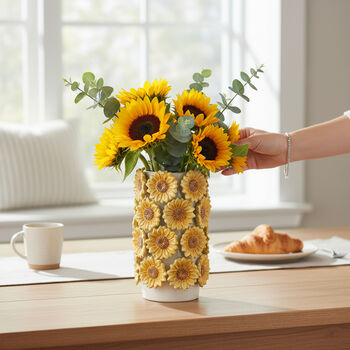 Ceramic 3D Embossed Sunflower Vase – Mother’s Day Gift, 23cm, 4 of 4