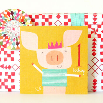 Piglet 1st Birthday Card, 2 of 5
