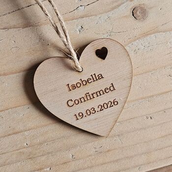 Personalised Confirmation Hanging Heart Decoration Card, 2 of 2