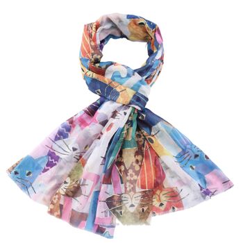 Colourful Fancy Cats Scarf, 2 of 8