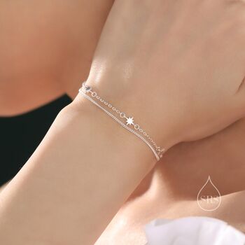 Starburst Double Layer Bracelet In Sterling Silver, 4 of 10