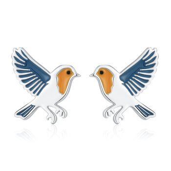 Sterling Silver Robin Stud Earrings, 6 of 12