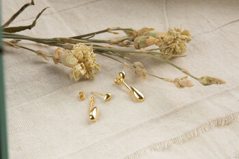 Gold Plated Two Way Teardrop Stud Earrings, 3 of 4
