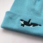 Orca Whale Embroidered Beanie Hat, thumbnail 1 of 3