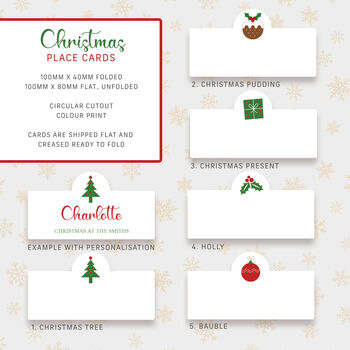 Personalised Colourful Christmas Place Cards, 3 of 12