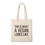 'What A Vegan Looks Like' Cotton Tote Bag, thumbnail 2 of 3