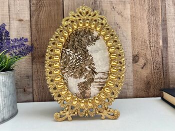 Gold Oval Photo Frame 6x4 Inch – Beaded Design, 7 of 8