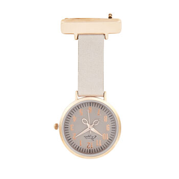 Rose Gold And Grey Leather Nurse Fob Watch, 2 of 6