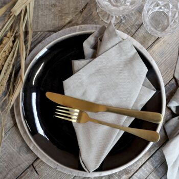 Set Of Four Striped French Grey Napkins, 2 of 4