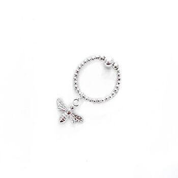 Sterling Silver Bee Charm Ring, 2 of 4