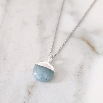 The Orb Aquamarine March Birthstone Necklace, Silver, 4 of 8