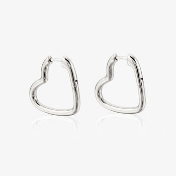Sterling Silver Small Heart Hoop Earrings, 2 of 3