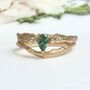 Pear Green Sapphire Nature Ring, Gold Twig Ring, thumbnail 6 of 6