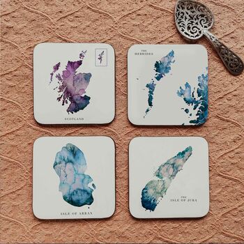 Scotland's Islands Watercolour Map Table Coasters, 2 of 8