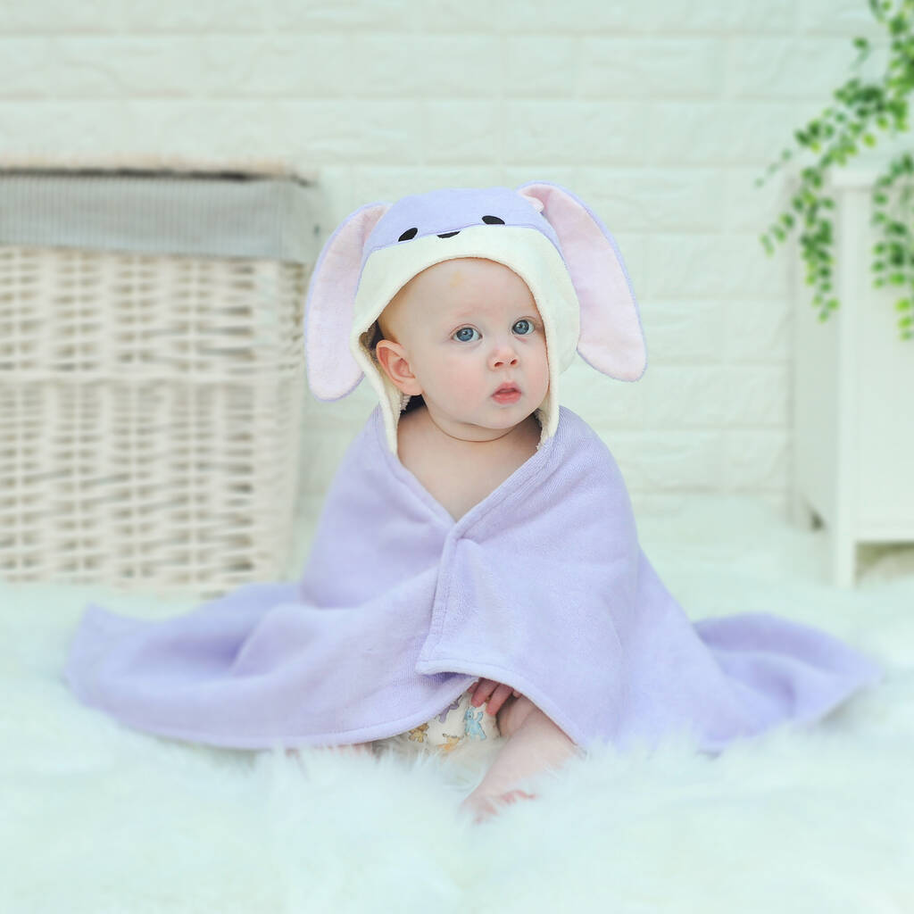 Personalised Lavender Bunny Baby Towel, 1 of 8