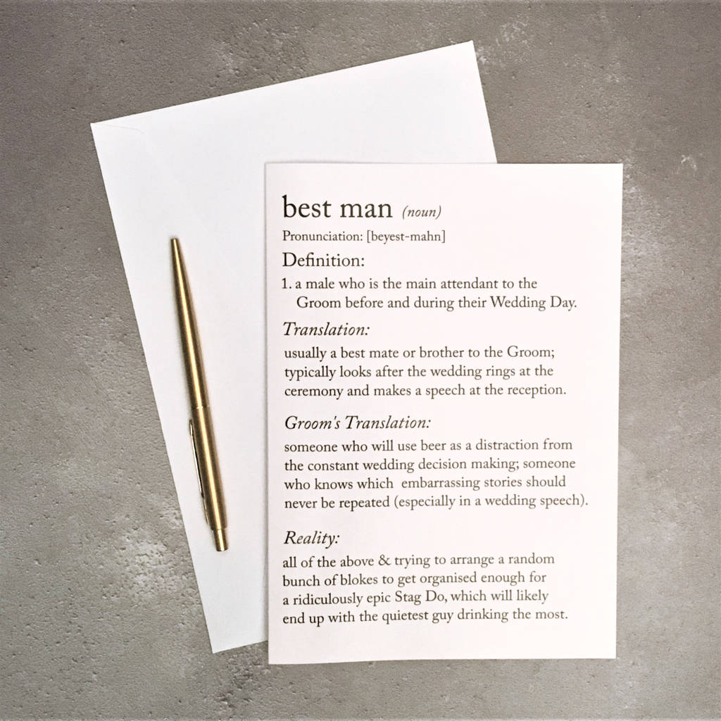 funny best man definitions a5 card by the new witty ...