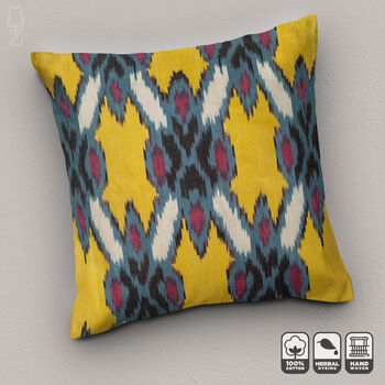 Traditional Yellow Ikat Cushion Cover, 4 of 7