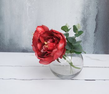 Deep Red Faux Peony Bouquet In Vase, 3 of 9
