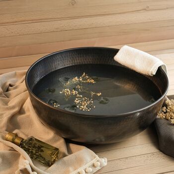 Handmade Verdigris Solid Copper Foot Spa Soaking Pedicure Bowl, 400 Mm Diameter, 7 of 12