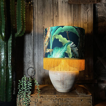 Magic Fruits Lampshade With Gold Lining And Fringing, 2 of 11