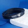 Engraved Black Leather Bracelet For Men And Women, thumbnail 1 of 11
