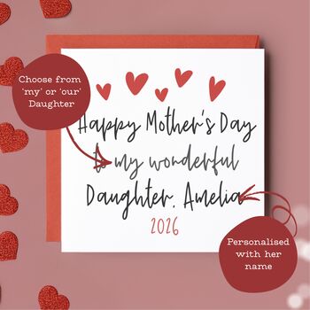 Happy Mothers Day To My/Our Wonderful Daughter Card, 2 of 4