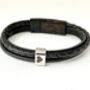 Engraved Black Wrap Bracelet Memorial Pendant For Men Ashes Keepsake Cremation Jewellery, thumbnail 2 of 10