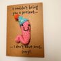 Funny Party Worm Crochet Birthday Card Handmade, thumbnail 9 of 10