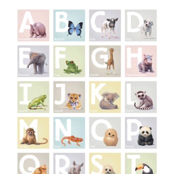 Personalised Illustrated Animals Block Alphabet Print, 10 of 12