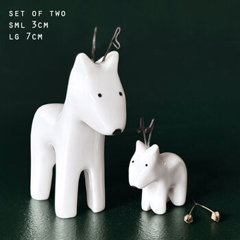White Porcelain Reindeer Christmas Decor Set Of Two, 2 of 3