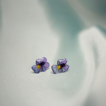 Wildflower Pansy Studs In Sterling Silver, 2 of 6