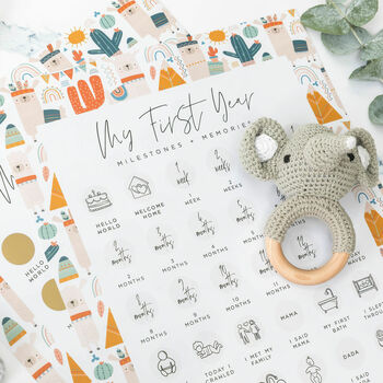My First Year Baby Milestone Scratch Poster | Llamas, 2 of 3