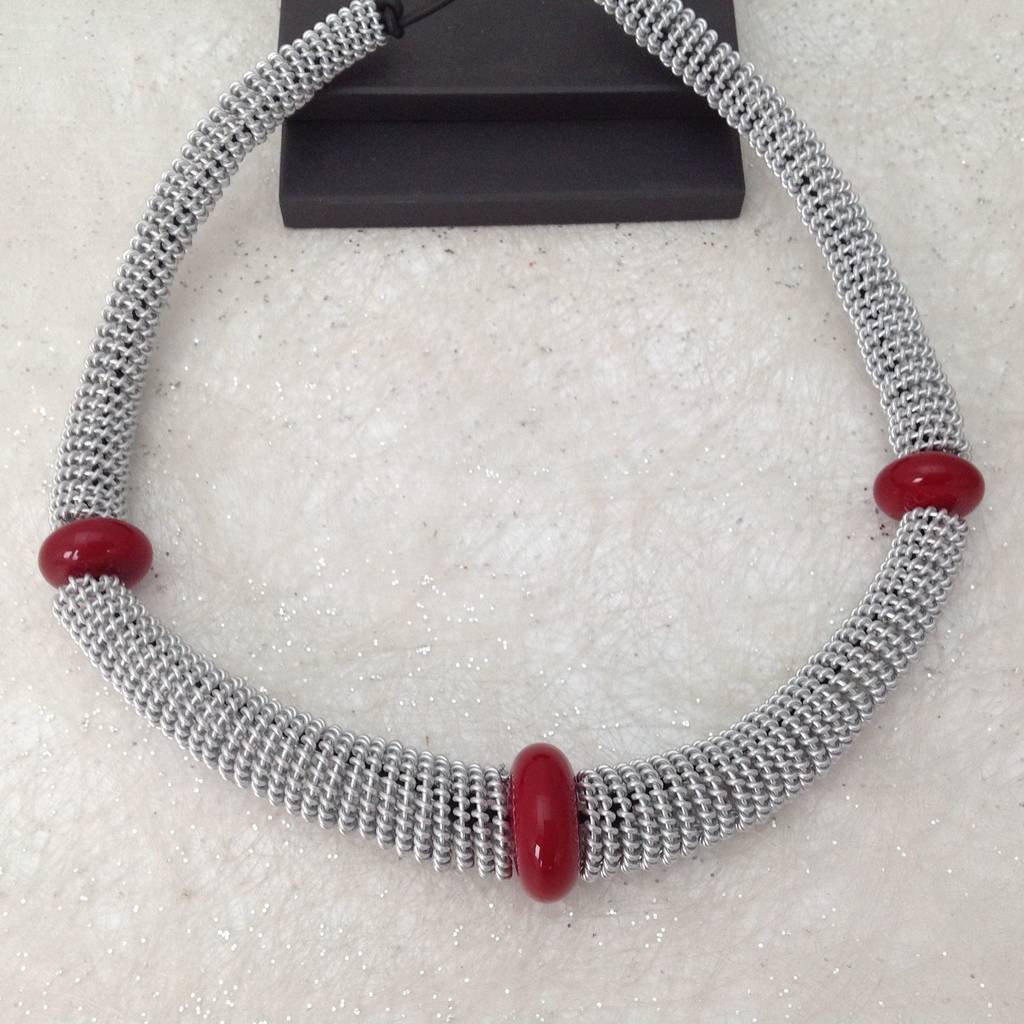 Twisted Wire Coils With Murano Glass Beads Necklace By Dianne Saad
