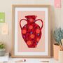 Patterned Red Vase Art Print, thumbnail 2 of 5