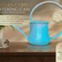 Verdigris Patina Solid Copper Watering Can, Long Spout, thumbnail 4 of 4