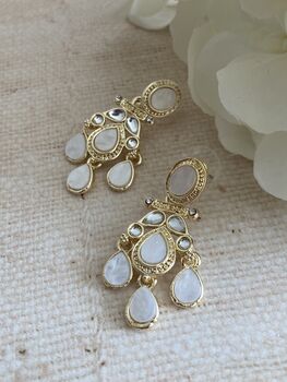 White Gold Plated Mother Of Pearl Earrings, 4 of 5