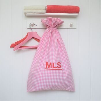 Gingham Laundry Bag With Initials Motif, 7 of 8