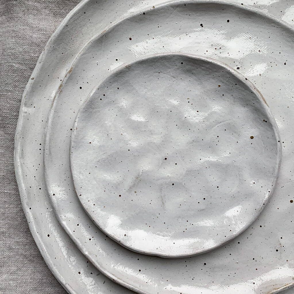 White Flecked Ceramic Side Plate, 1 of 2