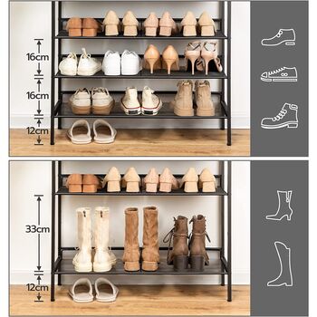 Four Tier Shoe Rack With Three Adjustable Mesh Shelves, 5 of 8